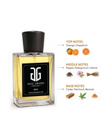 Avec Grasse perfume bottle with fragrance notes on a white background